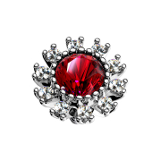 Dermal Anchor argento doppio cristallo con pavé rosso