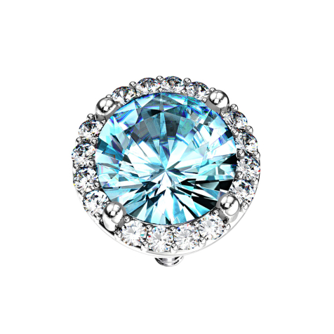 Dermal Anchor argenté double pavé cristal grand aqua