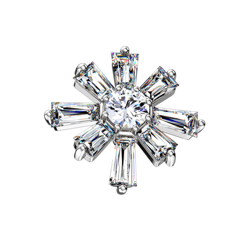 Dermal Anchor silber Kristallblume lang