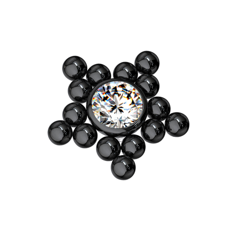 Dermal Anchor schwarz Kugeln Stern
