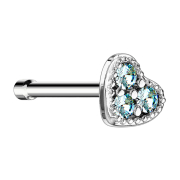 Nasenstecker gerade silber Herz Kristall aqua
