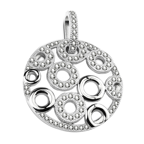 Pendant silver round with circles