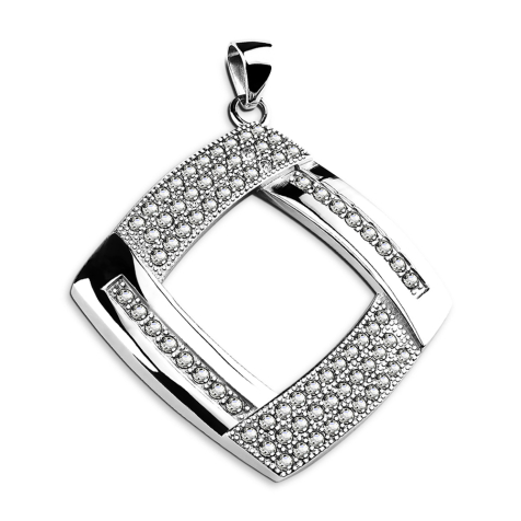 Pendant silver square with crystal