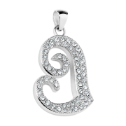 Ciondolo in argento a forma di cuore lungo