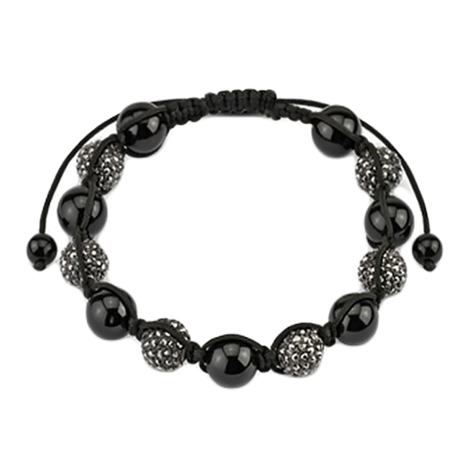 Kette aus Kugeln schwarz mit Kristallen