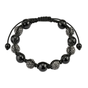 Chaîne de boules noires avec cristaux