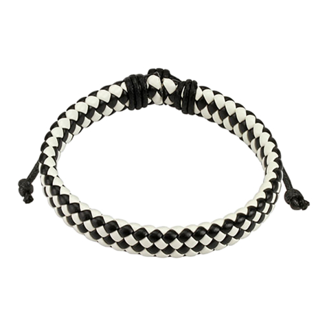 Lederarmband Karo schwarz und weiss