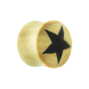 Flared plug made of crocodile wood with black star