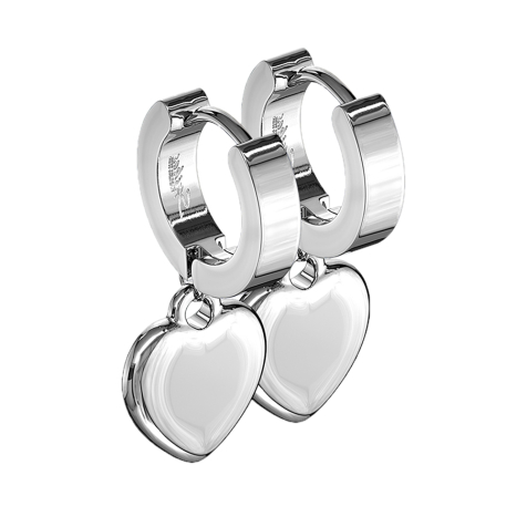 Folding earring silver with heart pendant