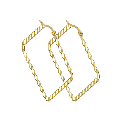 Ohrring vergoldet Wellenmuster viereckig