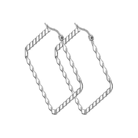 Earring silver wave pattern square