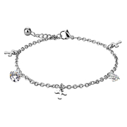 Chaîne argentée avec croix et cristal...