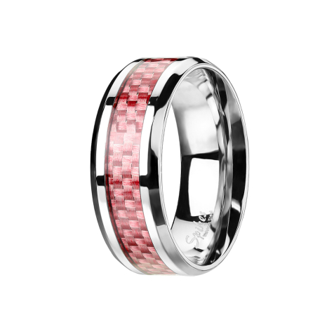 Ring silber Carbonstreifen pink