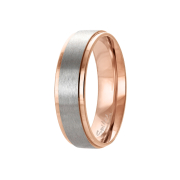 Ring rosegold Streifen gebürstet silber