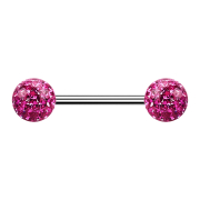 Micro Barbell argenté avec deux boules roses...