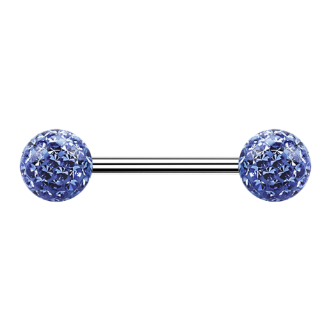Micro Barbell argent avec deux boules bleu clair couche protectrice dépoxy
