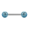 Micro Barbell argent avec deux boules aqua couche protectrice dépoxy