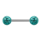 Micro Barbell argent avec deux boules turquoise couche de protection époxy