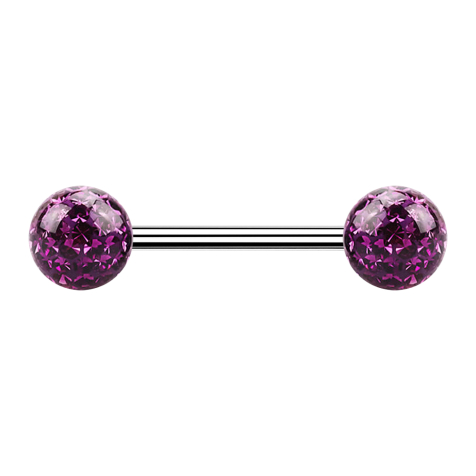 Micro Barbell argent avec deux boules violettes couche protectrice dépoxy