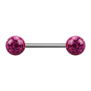 Micro Barbell argent avec deux boules fuchsia couche...