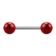 Micro Barbell argent avec deux boules rouges couche de...