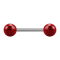 Micro Barbell argent avec deux boules rouges couche de protection en époxy