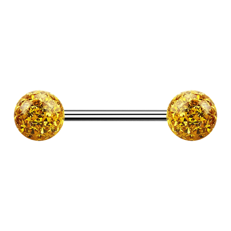 Micro Barbell silber mit zwei Kugeln topaz Epoxy Schutzschicht