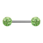 Micro Barbell argent avec deux boules vert clair couche...