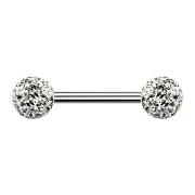 Barbell silver with two crystal balls silver epoxy...