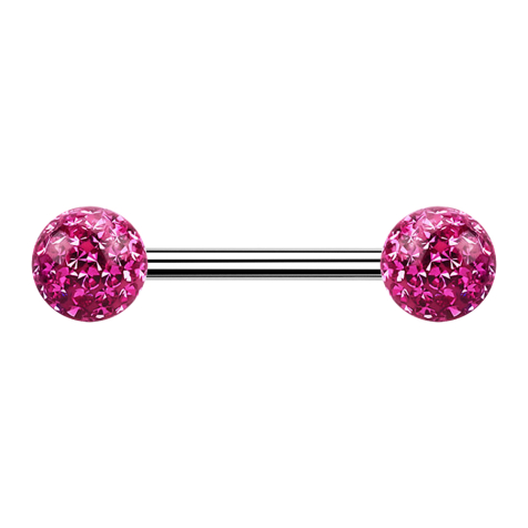 Barbell silver con due sfere di cristallo rosa Strato protettivo epossidico