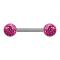 Barbell silver con due sfere di cristallo rosa Strato protettivo epossidico