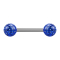Barbell silver with two crystal balls dark blue epoxy protective layer