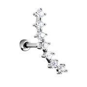 Micro Barbell argent avec boule et demi-lune avec cristal