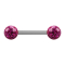 Barbell silver with two crystal balls fuchsia epoxy protective layer