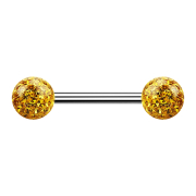 Barbell silver with two crystal balls topaz epoxy...