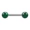 Barbell silver con due sfere di cristallo strato protettivo epossidico verde