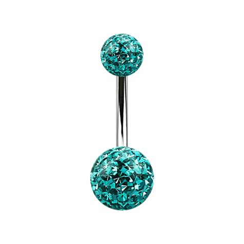 Banane argentée avec deux boules de cristal turquoise couche de protection en époxy