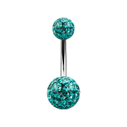 Banana silver with two crystal balls turquoise Epoxy...