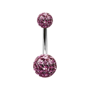 Banane argentée avec deux boules de cristal violet...