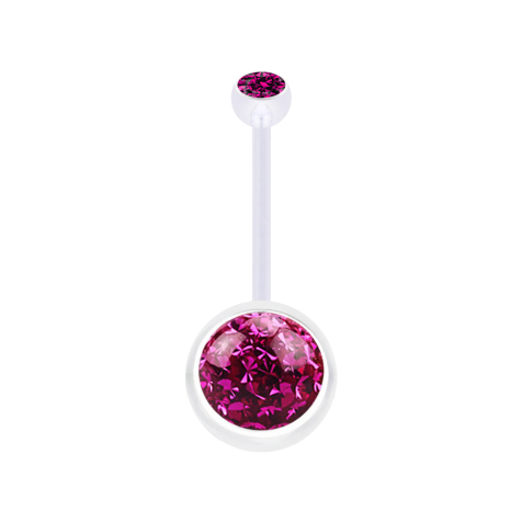 Banana trasparente con strato protettivo epossidico in cristallo a sfera fucsia e cristallo a sfera fucsia