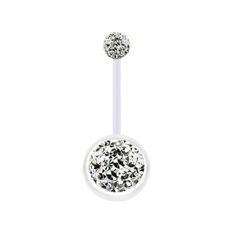 Banana transparent with two crystal balls silver epoxy protective layer