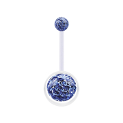 Banane transparente avec deux boules de cristal bleu...