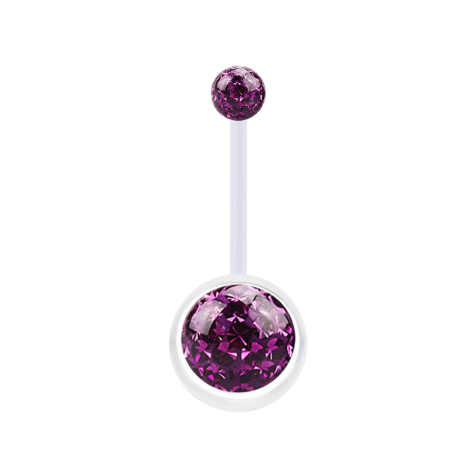 Banana trasparente con due sfere di cristallo strato protettivo epossidico viola