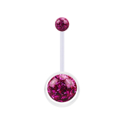 Banana transparent with two crystal balls fuchsia epoxy...