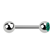 Barbell argent avec boule et boule de cristal turquoise