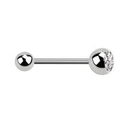 Micro Barbell argent avec boule et boule de cristal...