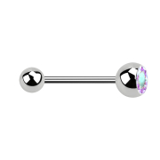 Micro Barbell argent avec boule et boule de cristal...