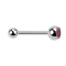 Micro Barbell argent avec boule et boule de cristal rose