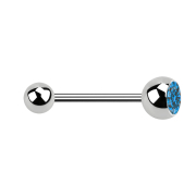 Micro Barbell argent avec boule et cristal boule bleu clair