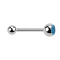 Micro Barbell argent avec boule et cristal boule bleu clair